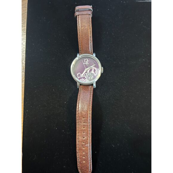 Fossil Peace Watch JR-1031 Purple Face Floating Dial - Picture 1 of 11